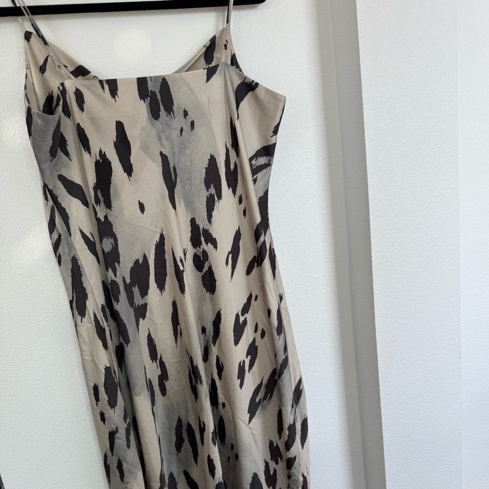 Express Tan Midi Dress with Cowl Neck and Cap Sleeves - Picture 6 of 7